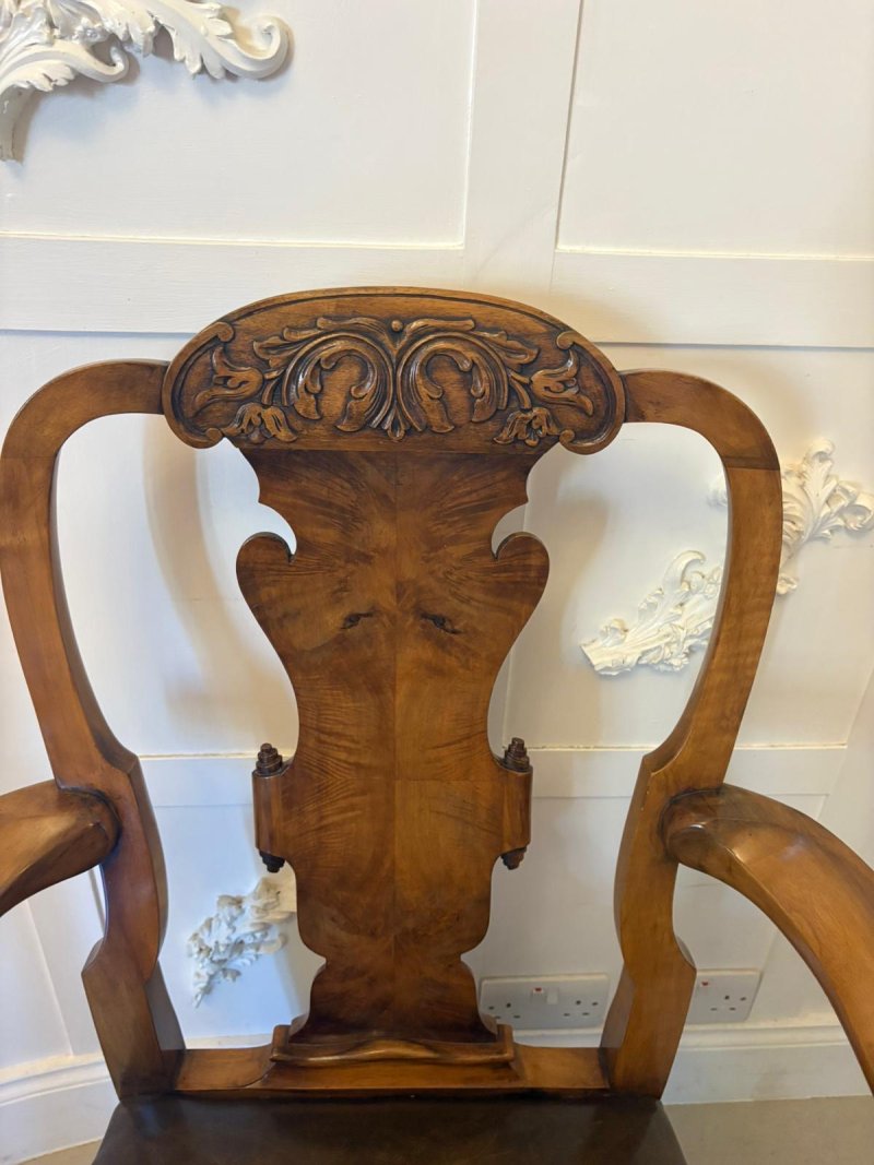 Outstanding Quality Set of 6 Antique Victorian Carved Walnut Dining Chairs - Image 11